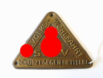 Türplakette aus Blech "N.S. Volkswohlfahrt schützt gegen Bettelei " Breite 76mm