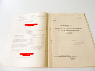 Vorschlagsliste für die Verleihung der Polizei Dienstauszeichnung, Dienstauszeichnung RAD und SS. Auszug aus dem Reichsgestztblatt von 1938