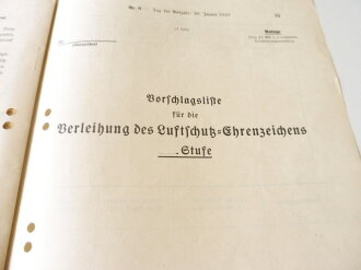 Vorschlagsliste für die Verleihung der Polizei Dienstauszeichnung, Dienstauszeichnung RAD und SS. Auszug aus dem Reichsgestztblatt von 1938