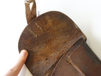 1. Weltkrieg Pistolentasche, ungeschwärztes Leder , ohne erkennbare Stempelung