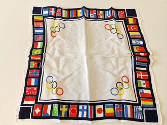 Olymische Spiele 1936, Souvenier Taschentuch ? mit den Flaggen der teilnehmenden Länder, 40 x 40cm.