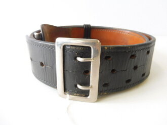 U.S. black leather belt 122cm total length, 55mm wide