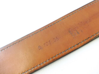 U.S. black leather belt 122cm total length, 55mm wide