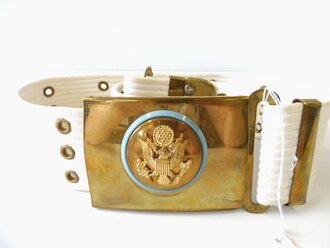 U.S. white canvas belt with brass 65mm buckle .Total...