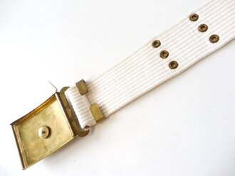 U.S. white canvas belt with brass 65mm buckle .Total length 101cm