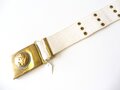 U.S. white canvas belt with brass 65mm buckle .Total length 101cm