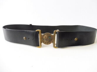 Royal Canadian Army Service Corps Belt "NIL SINE LABORE"  Black leather 60mm wide, total length103cm