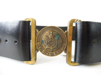 Royal Canadian Army Service Corps Belt "NIL SINE LABORE"  Black leather 60mm wide, total length103cm