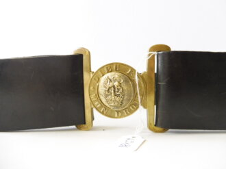 British Army Service Corps Belt "DIEU ET MON DROIT" Black leather 60mm wide, total length105cm