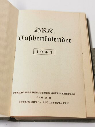 Deutsches Rotes Kreuz, Taschenkalender 1941, die erste Seite ausgefüllt