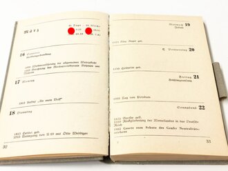 Deutsches Rotes Kreuz, Taschenkalender 1941, die erste Seite ausgefüllt