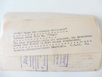 Sandsack für einen Fesselballon der Artillerie Aufklärer der Wehrmacht . Sehr guter Zustand, datiert 1943. Dazu ein Pressefoto aus der Zeit einen solchen Ballonkorb zeigend