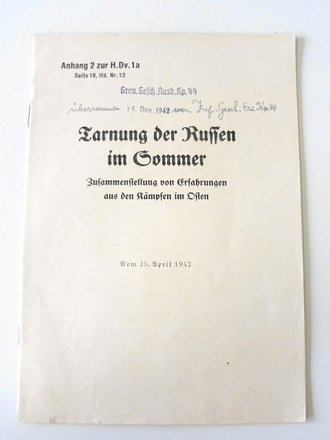 Tarnung der Russen im Sommer Anhang 2 zur H.Dv. 1a mit...