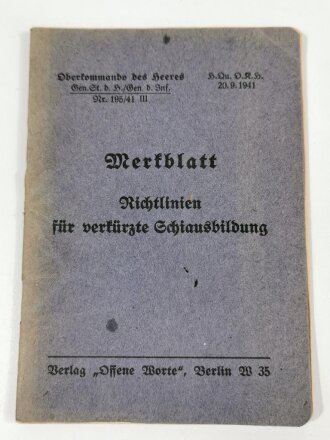 "Merkblatt Richtlininien für verkürzte Skiausbildung "  mit 40 Seiten