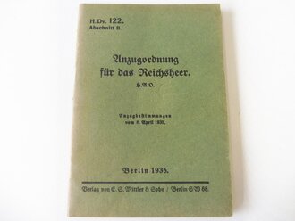 Anzugordnung für das Reichsheer, datiert 1935, 40 Seiten