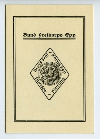 "Bund Freikorps Epp" Mitgliedskarte von 1934