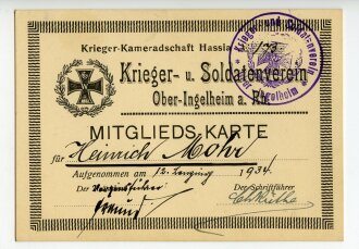 Mitglieds Karte des Krieger- und Soldatenverein...