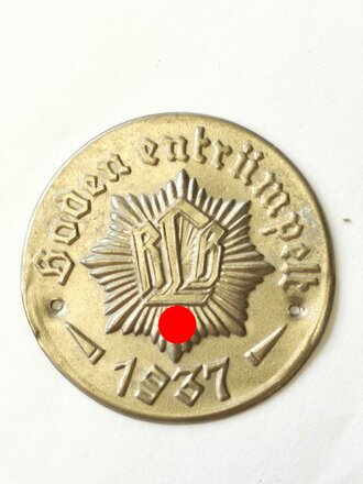 Reichsluftschutzbund, Türplakette " Boden entrümpelt 1937", Durchmesser 45 mm