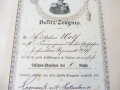 Besitz Zeugnis für das Schützen Abzeichen der II.Klasse für einen Angehörigen im I.R. 137 datiert Hagenau 1905. Maße 28,5 x 40,5cm