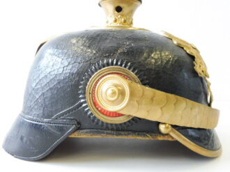 Preußen, Pickelhaube für einen Offizier im Füsilier-Regiment Generalfeldmarschall Prinz Albrecht von Preußen (Hannoversches) Nr 73 . Unbespielter Helm, sicherlich leicht zu verbessern