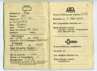 N.S.Deutscher Frontkämpfer Bund ( Stahlhelm ) Mitgliedsbuch ausgestellt 1935 für einen Angehörigen aus Darmstadt