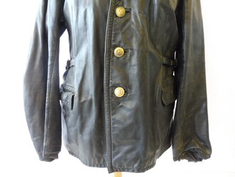 Kriegsmarine, schwarze Lederjacke. Getragenes Stück, Leder weich