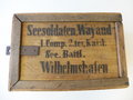 Kaiserliche Marine, Holzkasten für persönliche Gegenstände an Bord des Seesoldaten Wayand, 1.Comp, 2tes Kaiserl. See Battl. Wilhelmshaven.  20 x 23 x 35cm