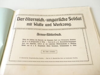 "Der österreich-ungarische Soldat mit Waffe und Werkzeug" Armee Bilderbuch, Verlag Straubing Attenkofer 1912, über DIN A4 querformat, 36 Seiten, gebraucht