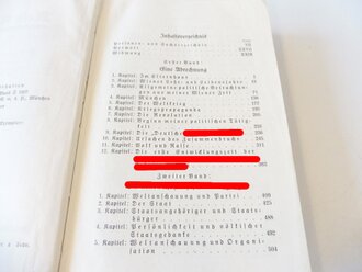 Adolf Hitler "Mein Kampf"  Kriegsausgabe von 1941, Vorsatzblatt mit geschwärzten Eigentumsvermerken