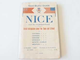 U.S. Army WWI , " Nice and its neighbourhood" 96 pages plus map, small size book