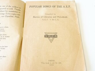 U.S. Army WWI , " Popular songs of the A.E.F" 96 pages , printed in Paris 1918, small size book