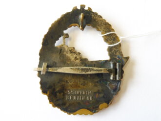 Zerstörer Kriegsabzeichen Buntmetall Schwerin Berlin, deutlich getragenes Stück