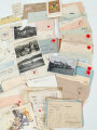 Gebirgsjäger Regiment 99, Verleihungsurkunde zur Ostmedaille datiert 1942, dazu ein Stapel Feldpostbriefe sowie diverse Papiere