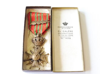 Belgien, Croix de Guerre mit Palme am Band im Etui