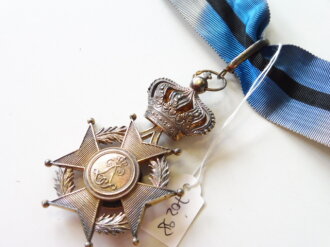 Belgien, Orden Leopold II. 2. Modell (mit französischer Medaillon-Umschrift – 1908-1951) Kommandeurskreuz am Halsband, sehr guter Zustand