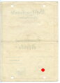 Besitzurkunde zum "Ärmelband Afrika" ausgestellt im Mai 1943