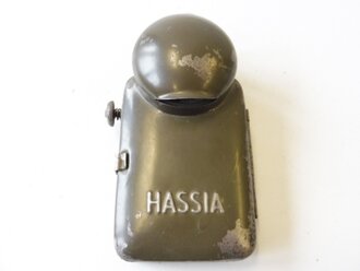 Taschenlampe Hassia, feldgrauer Originallack, Funktion nicht geprüft