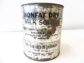 U.S. "Nonfat dry milk silids" wohl aus Care Paket, ungeöffnet, Höhe 17,5cm, Durchmesser 15,5cm