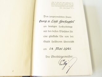 Adolf Hitler "Mein Kampf" Hochzeitsausgabe der Stadt Heilbronn datiert 1941 in sehr gutem Zustand