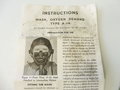U.S. Army Air Force, Mask, Oxygen, Type A-14 dated 1944 Empty box , only instructions and accessory bag