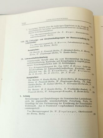 "Wehrmacht Verpflegung Band I" 1.Tagungsbericht der Arbeitsgemeinschaft Ernährung der Wehrmacht von 1942 mit 384 Seiten