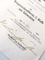 Verleihungsurkunde zum Kriegsverdienstkreuz 2.Klasse mit Schwertern , ausgestellt im Dezember 1944. Eigenhändige Unterschrift des Eichenlaubträgers Martin Harlinghausen als Kommandierender General im Laugau Wiesbaden