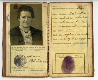 Bürgerliche Legitimation einer Frau aus Prag, ausgestellt 1939