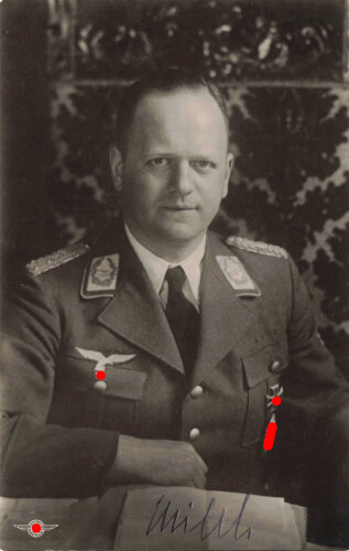 Ritterkreuzträger Generalfeldmarschall Erhard Milch, eigenhändige Unterschrift als Generalleutnant auf einer Ansichtskarte des Deutschen Luftsport Verbandes