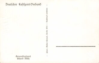 Ritterkreuzträger Generalfeldmarschall Erhard Milch, eigenhändige Unterschrift als Generalleutnant auf einer Ansichtskarte des Deutschen Luftsport Verbandes