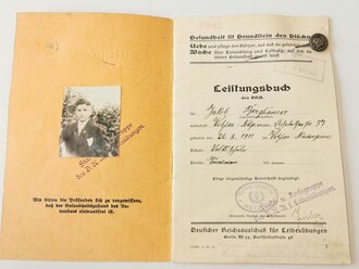 Leistungsbuch Reichsjugendabzeichen männliche Jugend mit Nadel, A5, datiert 1928, 16 Seiten