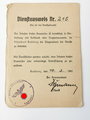 Dienstausweis, Berechtigung zum betreten der Straße bei Fliegeralarm in Koblenz, datiert 1941
