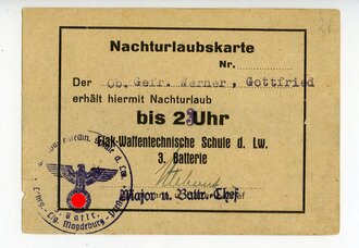 Nachturlaubskarte Flak-Waffentechnische Schule d. Lw. 3....