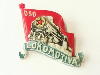 Tschechoslowakei, Kunststoffabzeichen "DSO LOKOMOTIVA" 38mm Höhe