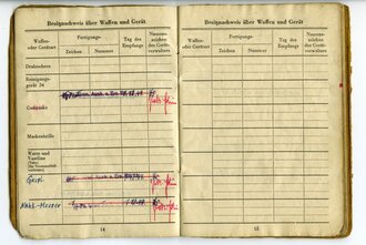 Soldbuch Waffen SS, ausgestellt am 7.August 1944 beim SS Pz.Grenadier Ausb. u. Ers. Batl. 1, später 12.SS. Pz. Div. Hitlerjugend, eingetragenes "Nahkampfmesser" und 4 Nahkampftage. Dazu Identy Document vom POW Camp 246 und Entlassungspapiere